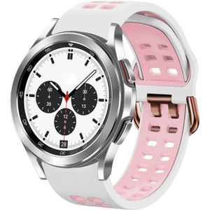 For Samsung Galaxy Watch 4 Classic 42mm 20mm Breathable Two-Color Silicone Watch Band(White+Pink)