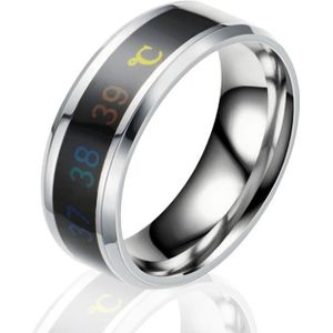 6 PCS Smart Temperature Ring Stainless Steel Personalized Temperature Display Couple Ring  Size: 10(White)