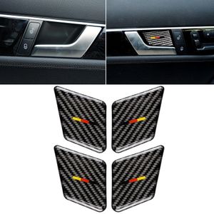 4 PCS Car German Flag Carbon Fiber Door Inner Handle Wrist Panel Decorative Sticker for Mercedes-Benz C Class 2007-2013 / E Class 2009-2016