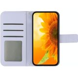 Voor Huawei P20 Lite Skin Feel Sun Flower Pattern Flip Leather Phone Case met Lanyard (Paars)
