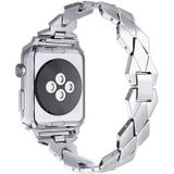 For Apple Watch Series 5 & 4 44mm / 3 & 2 & 1 42mm Diamond Stainless Steel Watch Band Strap(Silver)