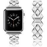 For Apple Watch Series 5 & 4 44mm / 3 & 2 & 1 42mm Diamond Stainless Steel Watch Band Strap(Silver)
