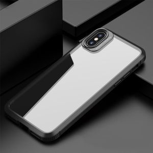 iPAKY MG Series Carbon Fiber Texture Shockproof TPU+ Transparent PC Case For iPhone XS / X(Black)