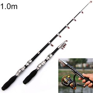 30cm Portable Telescopic Sea Fishing Rod Mini Fishing Pole  Extended Length : 1.0m  Black Clip Reel Seat