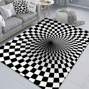 3D Stereo Rectangular Visual Geometric Living Room Carpet  Size: 60x90cm