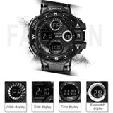 addies MY-1901 Luminous Three-window LED Outdoor Sports Multi-function Electronic Watch for Men  Support Calendar / Alarm Clock / Timer / Talking(Black)