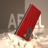 Voor Samsung Galaxy Z Fold5 Krokodil Textuur Echt Leer Nano Galvaniseren Telefoon Case(Rood)