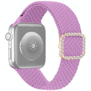 Verstelbare nylon gevlochten elasticiteit diamant gesp vervangende band horlogeband voor Apple Watch Series 7 & 6 & SE & 5 & 4 40mm / 3 & 2 & 1 38mm