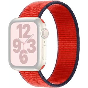 Nylon vervangende horlogeband met één ronde  grootte: XS 128 mm voor Apple Watch Series 7  6  SE  5 & 4 40 mm / 3  2 en 1 38 mm (donkerrood)