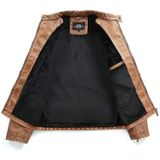 Autumn And Winter Fashion Tide Male Leather Jacket (Color:Khaki Size:XXXL)