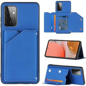 For Samsung Galaxy A72 5G Skin Feel PU + TPU + PC Back Cover Shockproof Case with Card Slots & Holder & Photo Frame(Royal Blue)