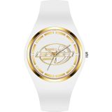 Sanda 6077 Simple Icon Round Dial Dames Siliconen Strap Quartz Horloge (White Gold Single Mark)