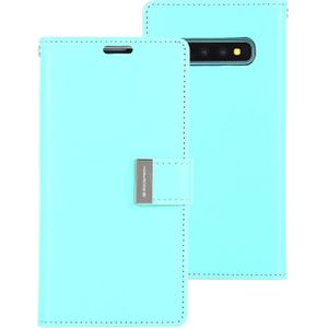 MERCURY GOOSPERY RICH DIARY PU + TPU Crazy Horse Texture Horizontal Flip Leather Case for Galaxy S10  with Card Slots & Wallet & Photo frame (Mint Green)