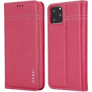 Voor iPhone 11 Pro GEBEI top-nerf leder horizontale Flip beschermende case met houder & kaartsleuven (Rose rood)