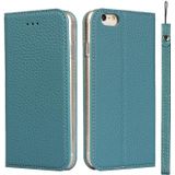 Litchi Texture Horizontal Flip Top Layer Cowhide Leather Case with Holder & Card Slots & Wallet & Strap & Wire Winder For iPhone 6 & 6s(Sky Blue)