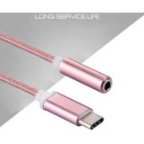 USB-C / Type-C Male to 3.5mm Female Weave Texture Audio Adapter  For Galaxy S8 & S8 + / LG G6 / Huawei P10 & P10 Plus / Oneplus 5 / Xiaomi Mi6 & Max 2 /and other Smartphones  Length: about 10cm(Rose Gold)