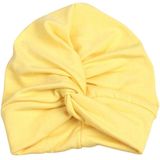 Baby Hat Cotton Soft Turban Knot Summer Bohemian Kids Girls Newborn Cap(Yellow)
