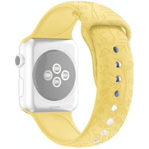 Flamingo Embossing Silicone Watchband voor Apple Watch Series 7 45 mm / 6 & SE & 5 & 4 44mm / 3 & 2 & 1 42mm