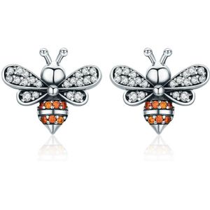 S925 Sterling Silver Earrings Bee Inlaid Female Earrings Color:White