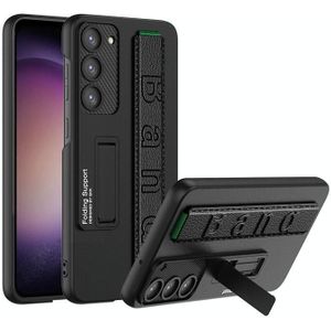 Voor Samsung Galaxy S23+ 5G GKK ultradunne polsband schokbestendig telefoonhoesje met houder (zwart+groen)