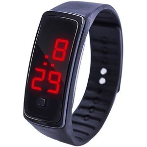 LED digitale display silicone armband kinderen elektronisch horloge (zwart)