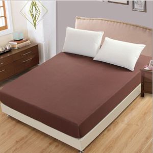 Plain Mattress Protector Bed Mat Mattress Cover Fitted Sheet  Size:180X200cm(Coffee)