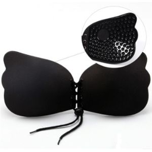 Women Self-Adhesive Strapless Bandage Blackless Solid Bra Silicone underwear Invisible Bra  Size:S(T Blcak)