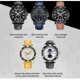 Ochstin 6045A multifunctioneel quartz lichtgevend echt leer herenhorloge (zwart + bruin)