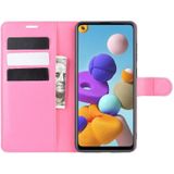 For Galaxy A21S Litchi Texture Horizontal Flip Protective Case with Holder & Card Slots & Wallet(Rose red)