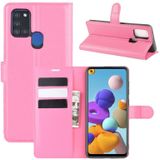 For Galaxy A21S Litchi Texture Horizontal Flip Protective Case with Holder & Card Slots & Wallet(Rose red)