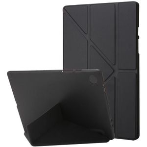 Voor Samsung Galaxy Tab A8 10.5 2021 Vervorming Transparante Acryl Horizontale Flip PU Lederen Tablet Case (Zwart)