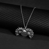 2 stks hiphop zonnebloem titanium stalen ketting voor mannen en vrouwen