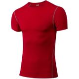 Stretch Quick Dry Tight T-shirt Training Bodysuit (Color:Red Size:L)