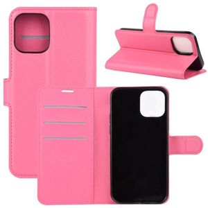 For iPhone 12 Pro Max Litchi Texture Horizontal Flip Protective Case with Holder & Card Slots & Wallet(Rose red)