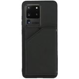 For Samsung Galaxy S20 Ultra Skin Feel PU + TPU + PC Back Cover Shockproof Case with Card Slots & Holder & Photo Frame(Black)