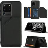 For Samsung Galaxy S20 Ultra Skin Feel PU + TPU + PC Back Cover Shockproof Case with Card Slots & Holder & Photo Frame(Black)