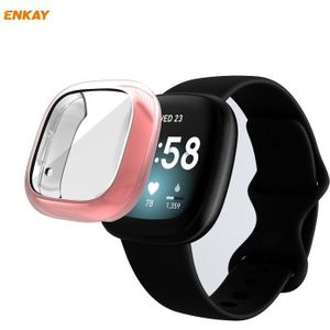 For Fitbit Versa 3 / Fitbit Sense ENKAY Hat-Prince ENK-AC8208 Full Coverage Electroplate TPU Soft Case(Pink)