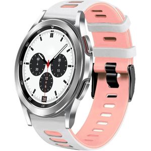 For Samsung Galaxy Watch 4 Classic 42mm 20mm Two-Color Silicone Watch Band(White+Pink)