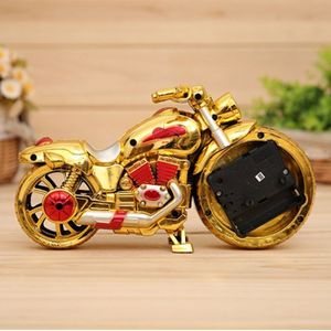Cartoon Motorcycle Alarm Clock Bedroom Plastic Pointer Alarm Clock  Size: 23*13*6cm(Gold  Red)