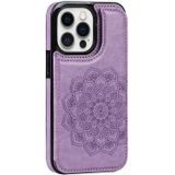 Dubbele gesp Mandala Patroon PU + TPU beschermhoes met kaartslots & houder & fotokader voor iPhone 13 pro max