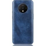 For OnePlus 7T Shockproof Litchi Texture PC + PU Case(Blue)
