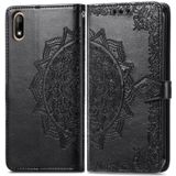 For Wiko Jerry 4 Mandala Flower Embossed Horizontal Flip Leather Case with Holder & Three Card Slots & Wallet & Lanyard(Black)