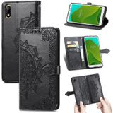 For Wiko Jerry 4 Mandala Flower Embossed Horizontal Flip Leather Case with Holder & Three Card Slots & Wallet & Lanyard(Black)