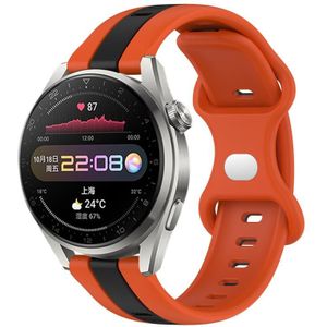 Voor Huawei Watch 3 Pro 20 mm vlindergesp tweekleurige siliconen horlogeband (oranje + zwart)