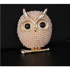 Pearl Brooches Owl Animal Brooches For Women(Gold)