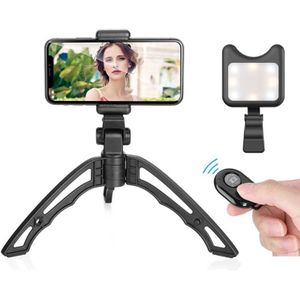 APEXEL Portable Handheld Lazy Live Broadcast Desktop Folding Universal Bluetooth Tripod Phone Holder with Flashlight