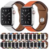 PU lederen zilveren gesp horlogeband voor Apple Watch Series 7 45 mm / 6 & SE & 5 & 4 44 mm / 3 & 2 & 1 42 mm