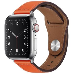 PU lederen zilveren gesp horlogeband voor Apple Watch Series 7 45 mm / 6 & SE & 5 & 4 44 mm / 3 & 2 & 1 42 mm