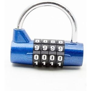 4-cijferige combinatiesloten deur- en raamhangslot u-vormig combinatieslot voor gereedschapskist (blauw)