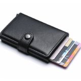 PU Aluminum Alloy Card Case Anti-magnetic RFID Shielding Anti-Theft Wallet(Coffee)